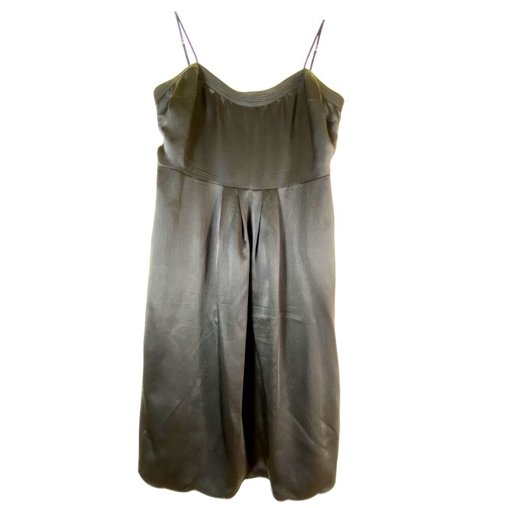 Vtg Y2K Satin Juicy Couture 100%‎ Silk Cocktail Dress Size 12 Classic LBD Goth